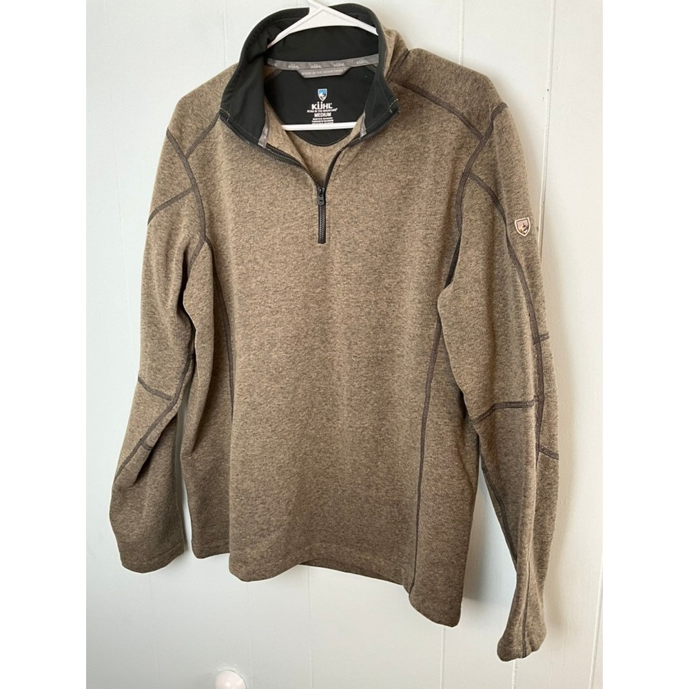 Kuhl Revel 1/4 Zip Pullover Sweater Mens Medium Brown Heathered Fleece 108845